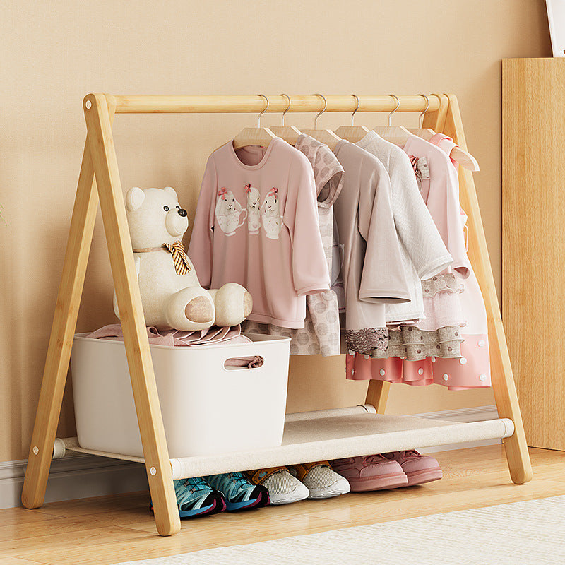 Contemporary Scandinavian Rectangular Natural Nan Bamboo Foldable Kids Hall Tree 2/4-Tier For Bedroom Cuvalon