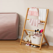 Contemporary Scandinavian Rectangular Natural Nan Bamboo Foldable Kids Hall Tree 2/4-Tier For Bedroom Cuvalon
