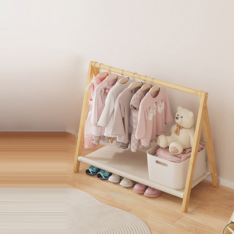 Contemporary Scandinavian Rectangular Natural Nan Bamboo Foldable Kids Hall Tree 2/4-Tier For Bedroom Cuvalon