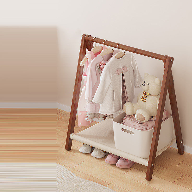 Contemporary Scandinavian Rectangular Natural Nan Bamboo Foldable Kids Hall Tree 2/4-Tier For Bedroom Cuvalon