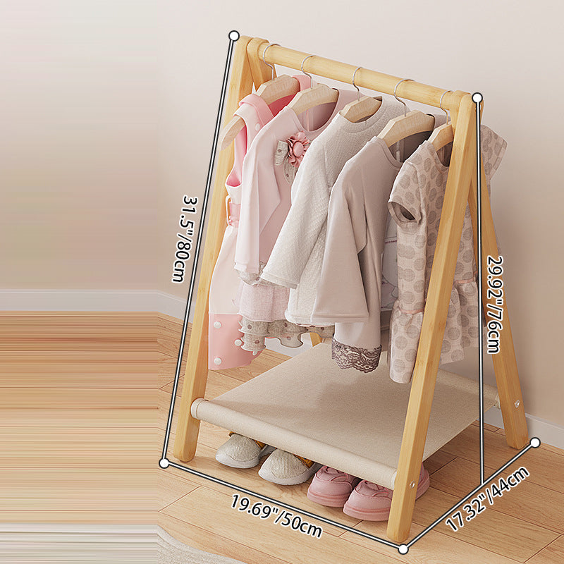 Contemporary Scandinavian Rectangular Natural Nan Bamboo Foldable Kids Hall Tree 2/4-Tier For Bedroom Cuvalon