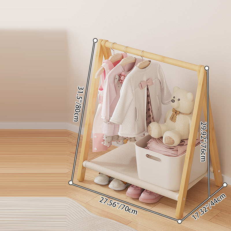 Contemporary Scandinavian Rectangular Natural Nan Bamboo Foldable Kids Hall Tree 2/4-Tier For Bedroom Cuvalon