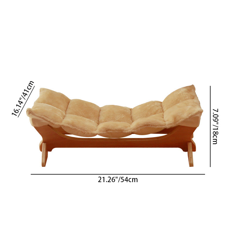 Contemporary Scandinavian Rectangular Multi-Layer Solid Wood Panel Cotton Fabric Cat Bed For Bedroom & Living Room Cuvalon