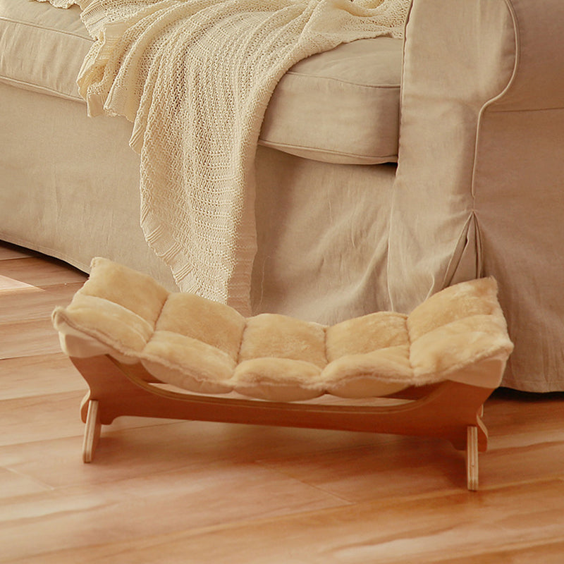 Contemporary Scandinavian Rectangular Multi-Layer Solid Wood Panel Cotton Fabric Cat Bed For Bedroom & Living Room Cuvalon