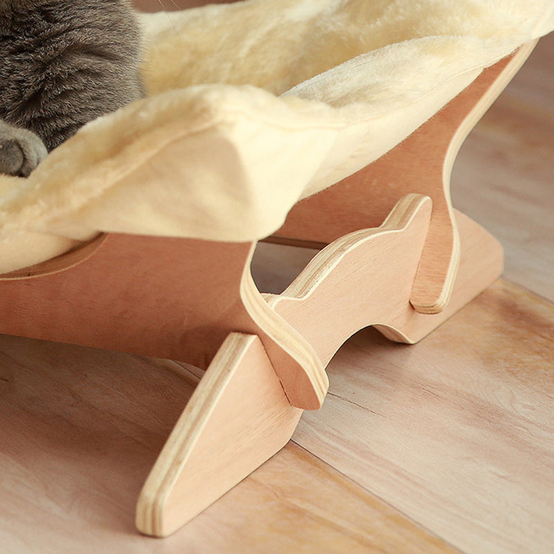 Contemporary Scandinavian Rectangular Multi-Layer Solid Wood Panel Cotton Fabric Cat Bed For Bedroom & Living Room Cuvalon