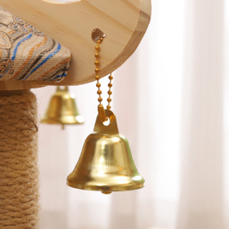 Traditional Chinese Hexagonal Solid Pine Wood Fabric Sisal Pavilion Design Cat Tree For Bedroom & Living Room Cuvalon