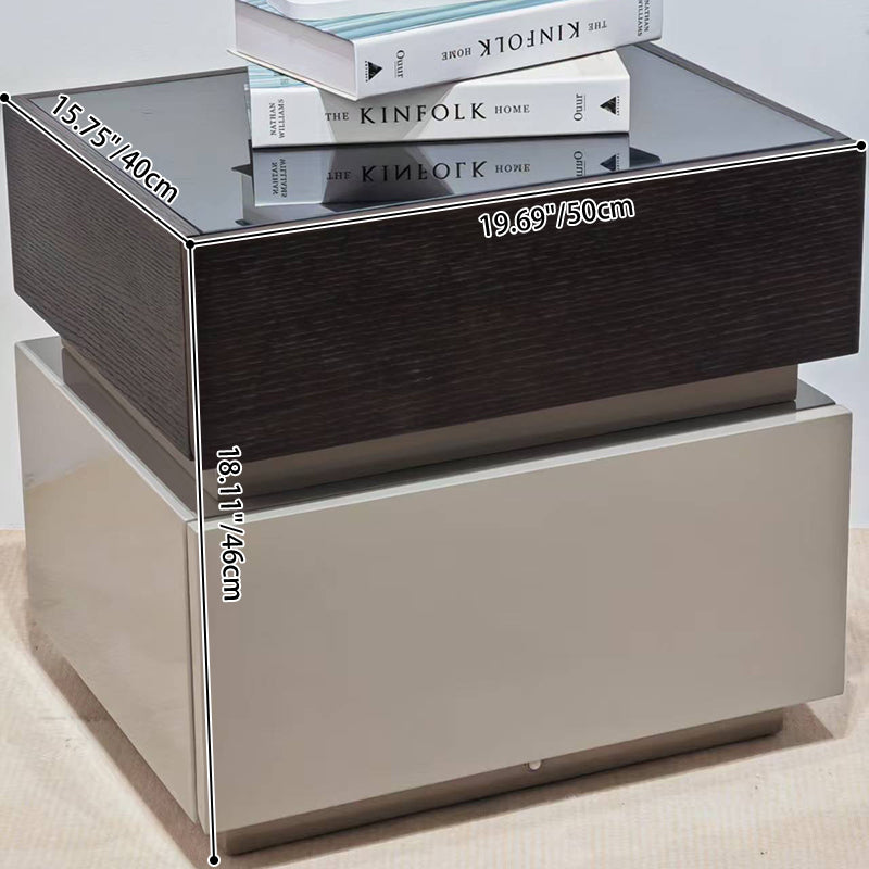 Modern Minimalist Dual-Drawer Storage Nightstand: Black & White Contrast Design - Smart Bedside Table With Sensor Light For Bedroom Cuvalon