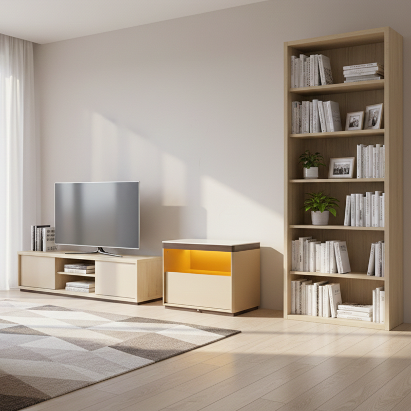 Modern Minimalist Off-White Nightstand: Marble Top & Motion-Sensor Light Design - Quiet Single-Drawer Storage Bedside Table For Bedroom Cuvalon