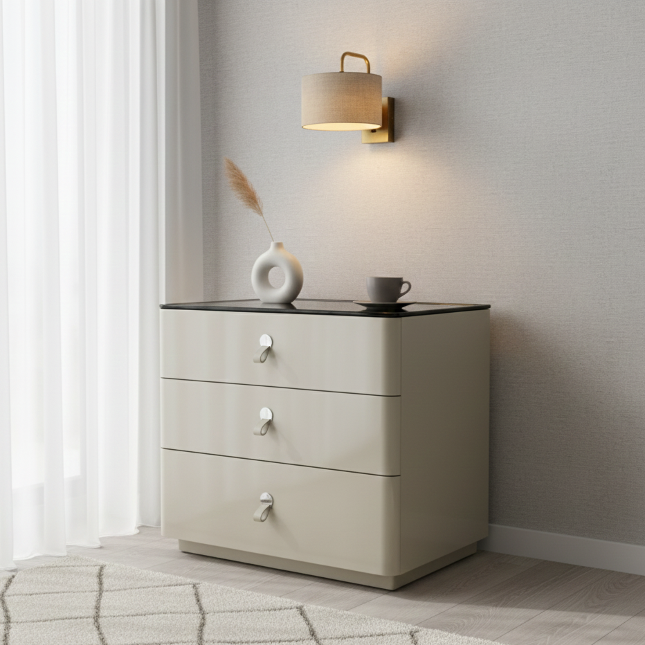 Modern Minimalist Nightstand: DTC Silent Sliding Rails - 3-Drawer Large Capacity Storage Bedside Table For Bedroom Cuvalon