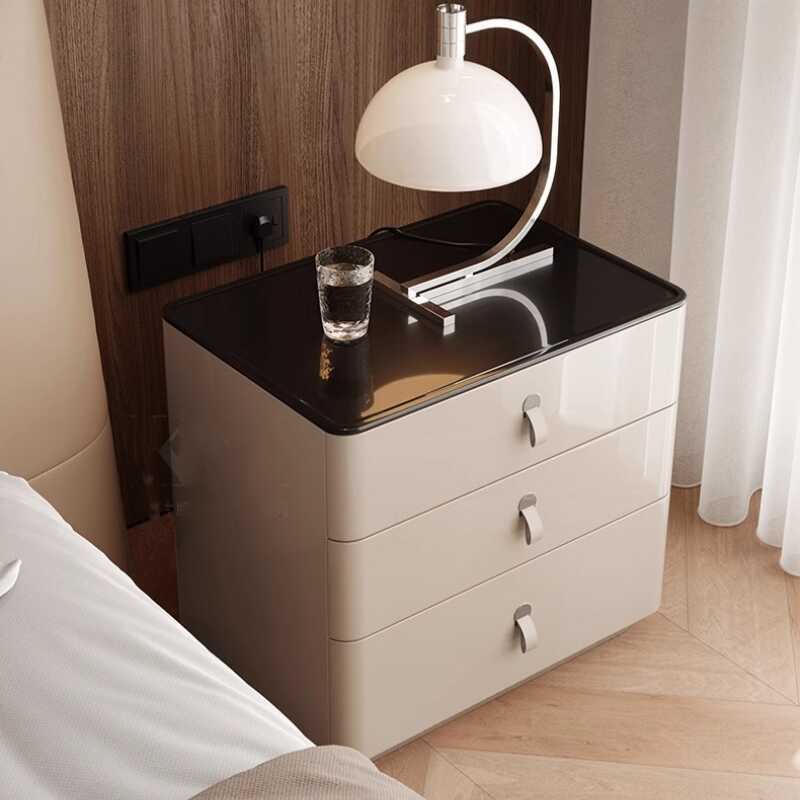 Modern Minimalist Nightstand: DTC Silent Sliding Rails - 3-Drawer Large Capacity Storage Bedside Table For Bedroom Cuvalon