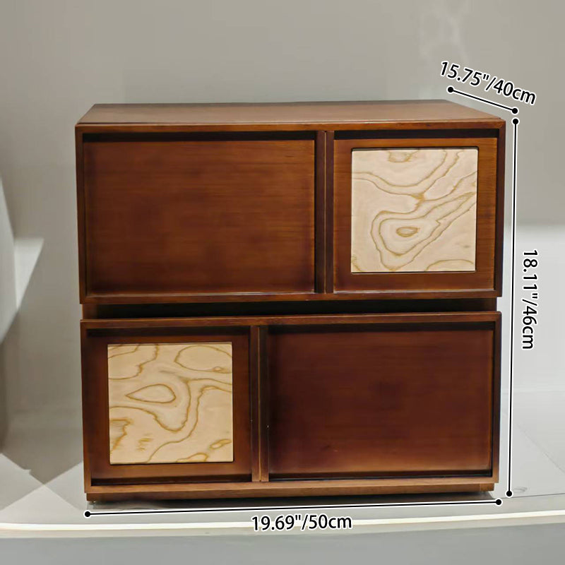 Traditional Vintage Square Walnut Nightstand: Multi-layer Solid Wood Panel - Retro-Style Dual-Drawer Bedside Cabinet For Bedroom Cuvalon