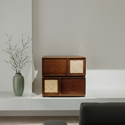 Traditional Vintage Square Walnut Nightstand: Multi-layer Solid Wood Panel - Retro-Style Dual-Drawer Bedside Cabinet For Bedroom Cuvalon