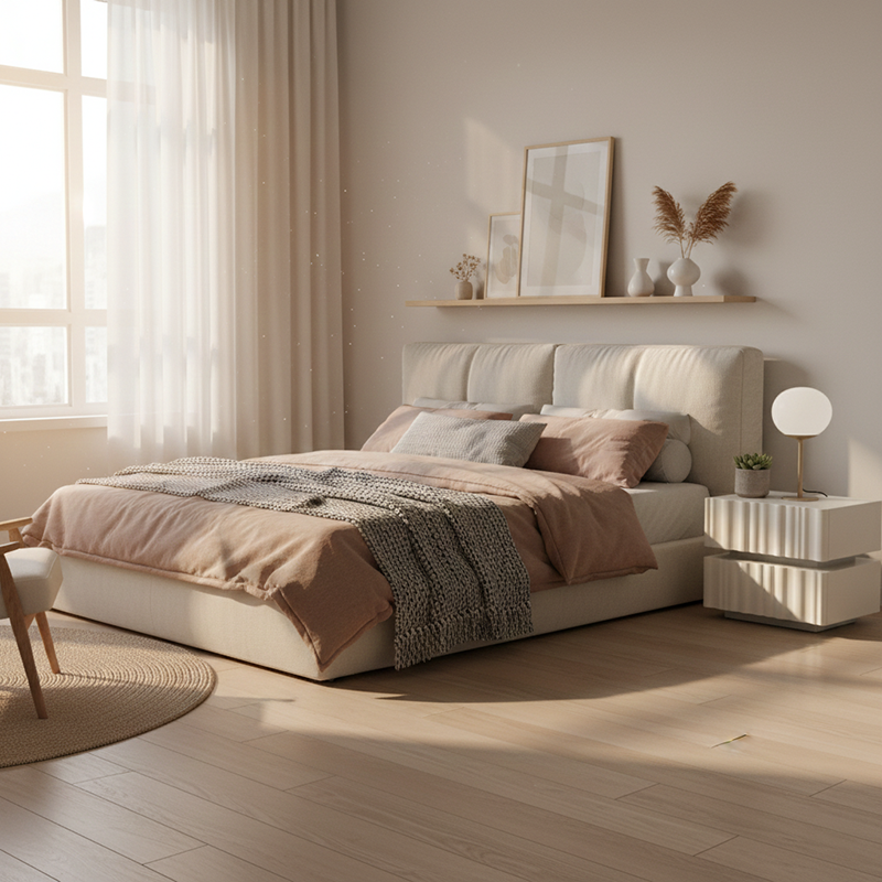 Modern Luxury White Nightstand: 3D Wavy Texture Drawers - Dual-Drawer Bedside Table For Bedroom Cuvalon