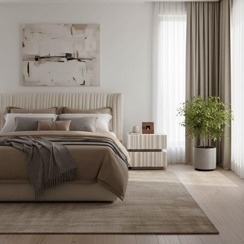 Modern Luxury White Nightstand: 3D Wavy Texture Drawers - Dual-Drawer Bedside Table For Bedroom Cuvalon