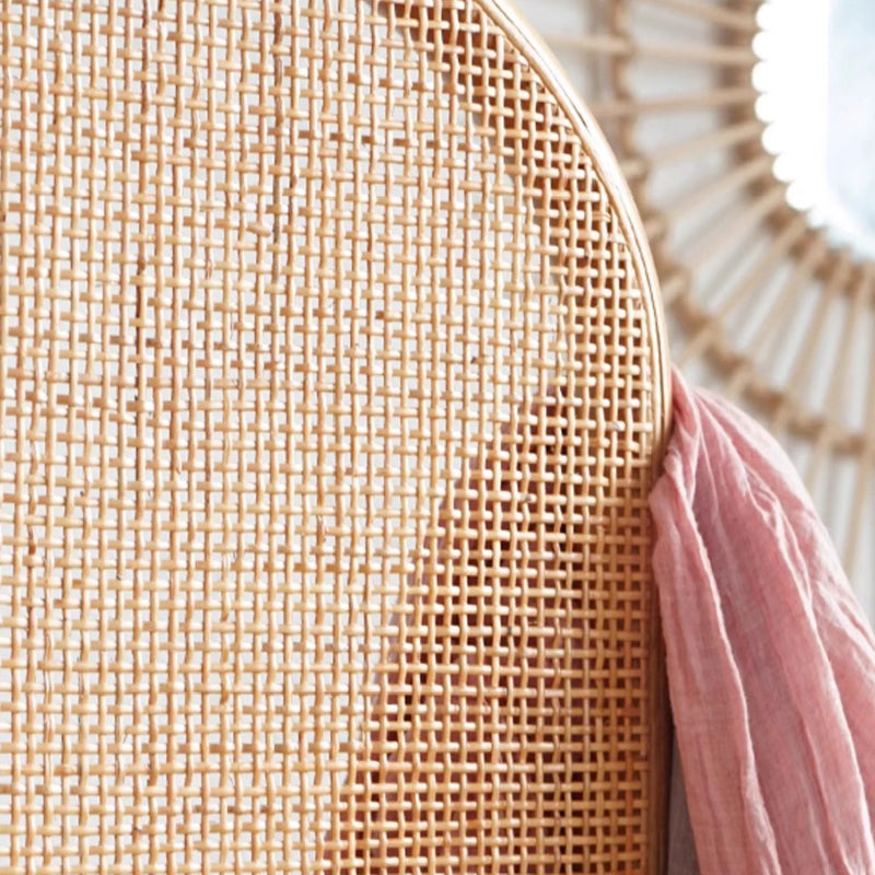 Traditional Chinese Wood Color Three-Panel Screen: Natural Indonesian Rattan & Handwoven - Asymmetrical Tiered Design Room Divider For Living Room Cuvalon