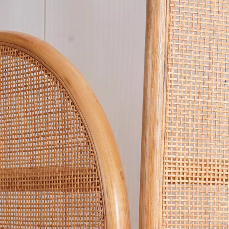 Traditional Chinese Wood Color Three-Panel Screen: Natural Indonesian Rattan & Handwoven - Asymmetrical Tiered Design Room Divider For Living Room Cuvalon