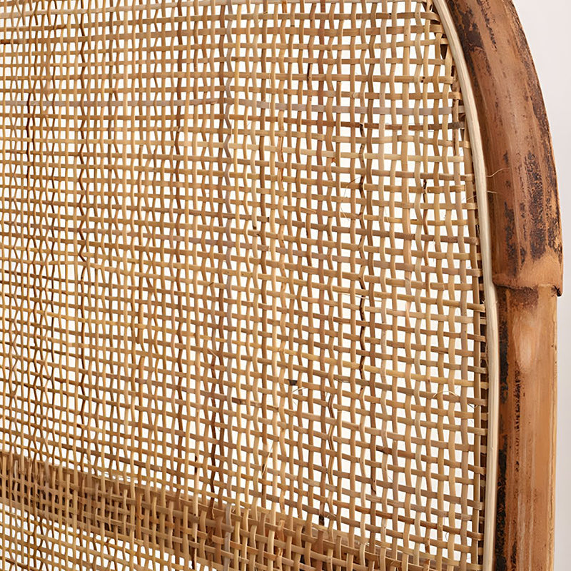 Traditional Chinese Wood Color Three-Panel Screen: Natural Indonesian Rattan & Handwoven - Asymmetrical Tiered Design Room Divider For Living Room Cuvalon