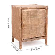 Traditional Chinese Wood Color Storage Cabinet: Natural Indonesian Rattan & Handwoven - Single-Cabinet Storage Sideboard For Living Room Cuvalon