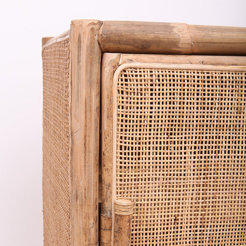 Traditional Chinese Wood Color Storage Cabinet: Natural Indonesian Rattan & Handwoven - Single-Cabinet Storage Sideboard For Living Room Cuvalon