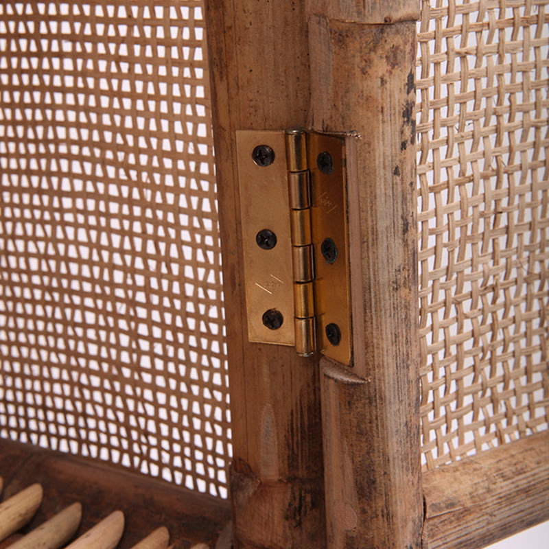Traditional Chinese Slim Storage Cabinet: Natural Indonesian Rattan & Handwoven - Space-Saving Storage Sideboard For Living Room Cuvalon