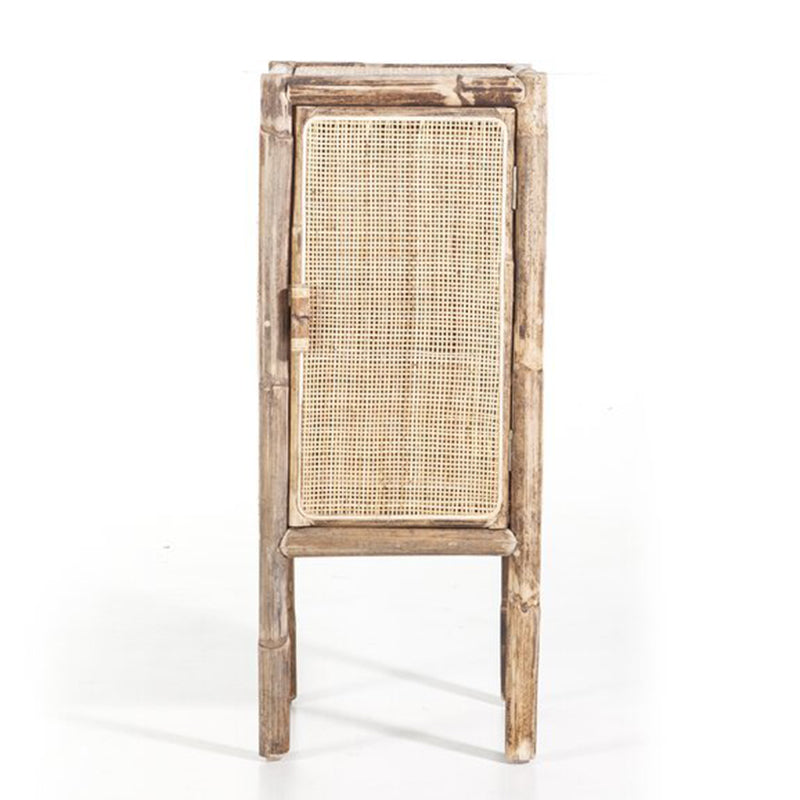 Traditional Chinese Slim Storage Cabinet: Natural Indonesian Rattan & Handwoven - Space-Saving Storage Sideboard For Living Room Cuvalon