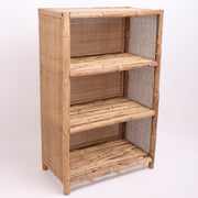 Traditional Chinese Rectangular Bookshelf: Natural Indonesian Rattan & Handwoven - 3-Tier Large Capacity Storage Shelf For Living Room Cuvalon