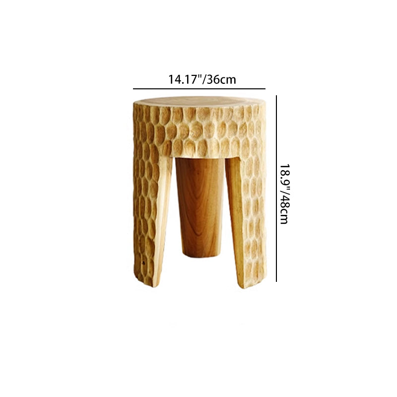 Modern Art Deco Round Side Table: Honeycomb Carving - Solid Wood End Table For Living Room Cuvalon