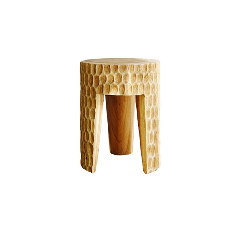 Modern Art Deco Round Side Table: Honeycomb Carving - Solid Wood End Table For Living Room Cuvalon