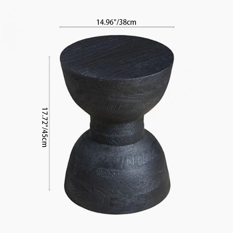 Contemporary Scandinavian Round Side Table: Hourglass Design - Art Deco Black End Table For Living Room Cuvalon