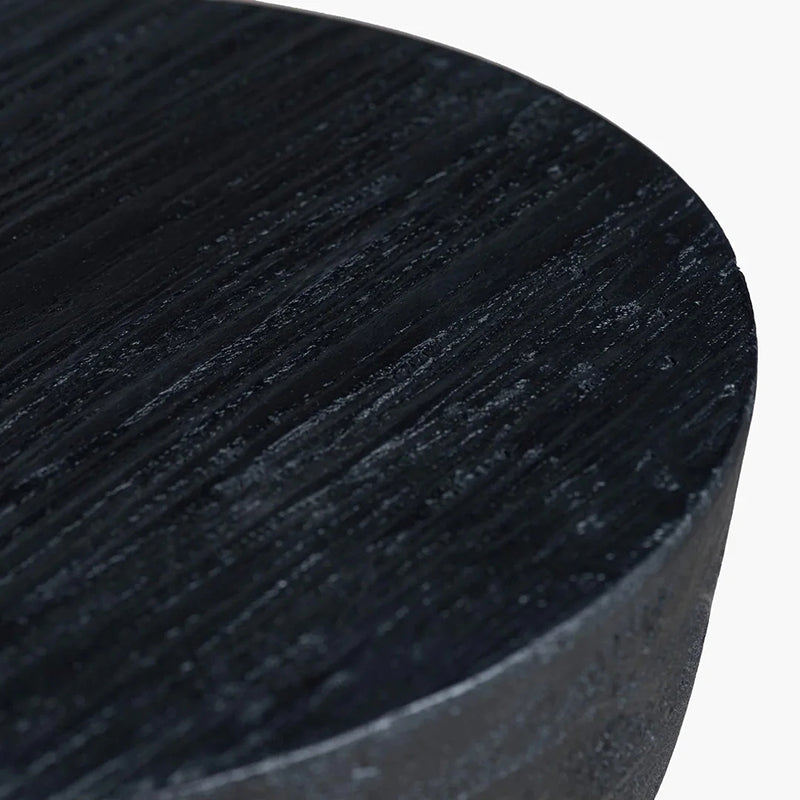 Contemporary Scandinavian Round Side Table: Hourglass Design - Art Deco Black End Table For Living Room Cuvalon