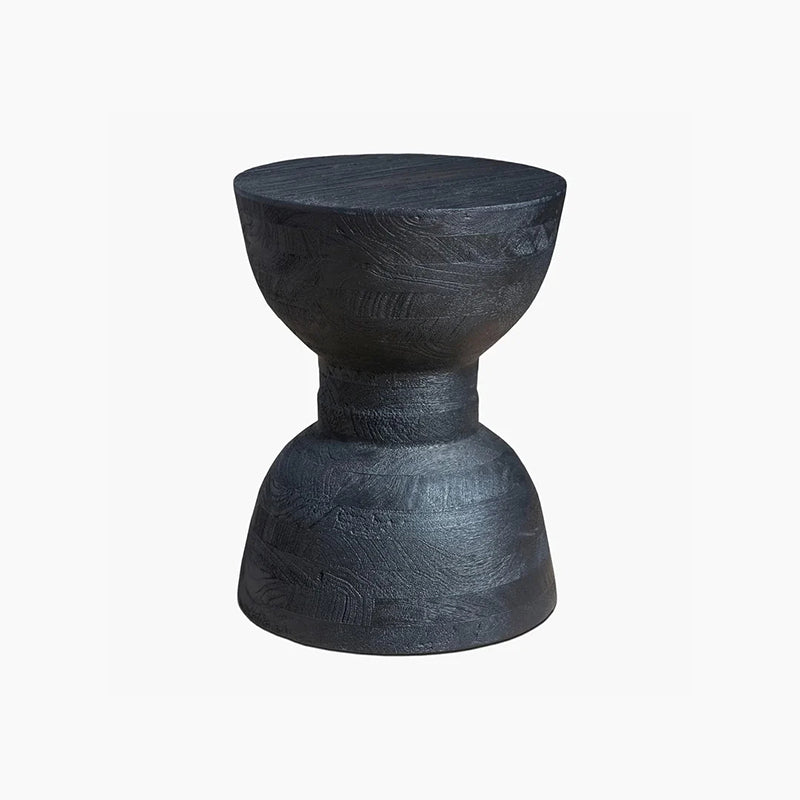 Contemporary Scandinavian Round Side Table: Hourglass Design - Art Deco Black End Table For Living Room Cuvalon