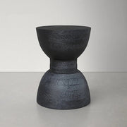 Contemporary Scandinavian Round Side Table: Hourglass Design - Art Deco Black End Table For Living Room Cuvalon