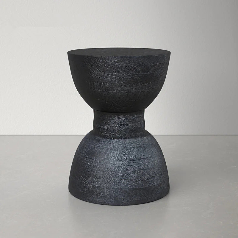 Contemporary Scandinavian Round Side Table: Hourglass Design - Art Deco Black End Table For Living Room Cuvalon