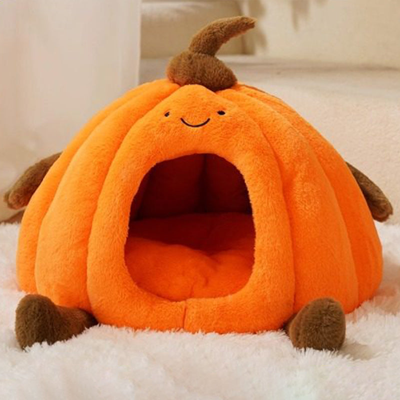 Contemporary Creative Round Velvet Fabric PP Cotton Semi-Enclosed Cat Bed For Bedroom Cuvalon