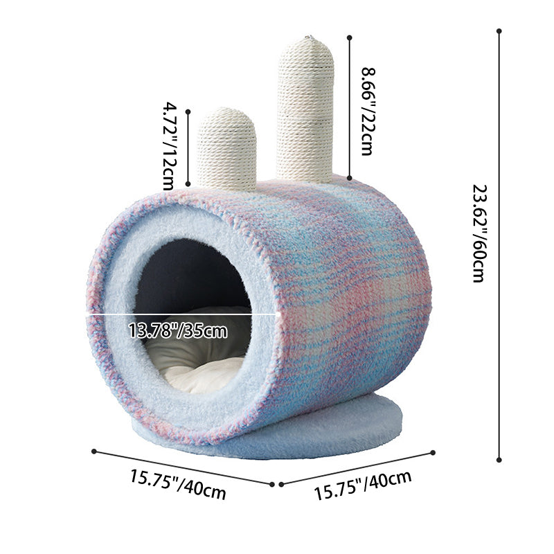 Contemporary Creative Round Particleboard Velvet Fabric Paper Rope Paper Tube Cat Bed For Bedroom Cuvalon