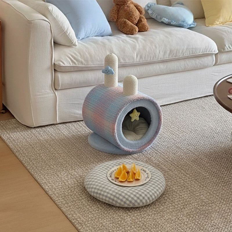 Contemporary Creative Round Particleboard Velvet Fabric Paper Rope Paper Tube Cat Bed For Bedroom Cuvalon