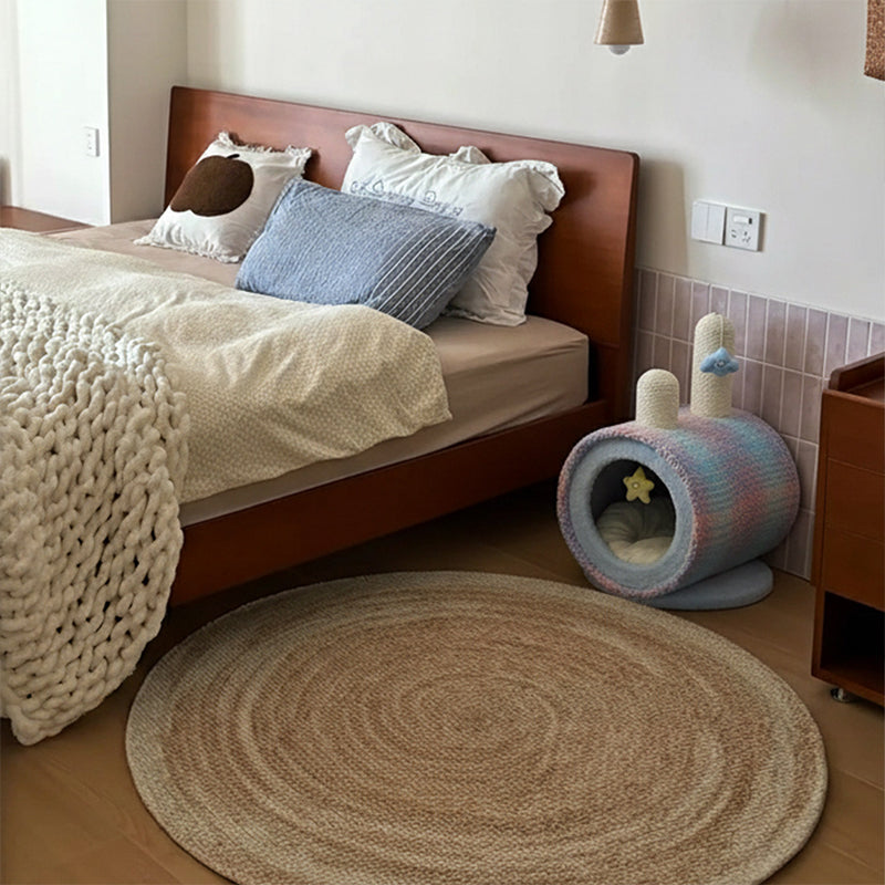 Contemporary Creative Round Particleboard Velvet Fabric Paper Rope Paper Tube Cat Bed For Bedroom Cuvalon
