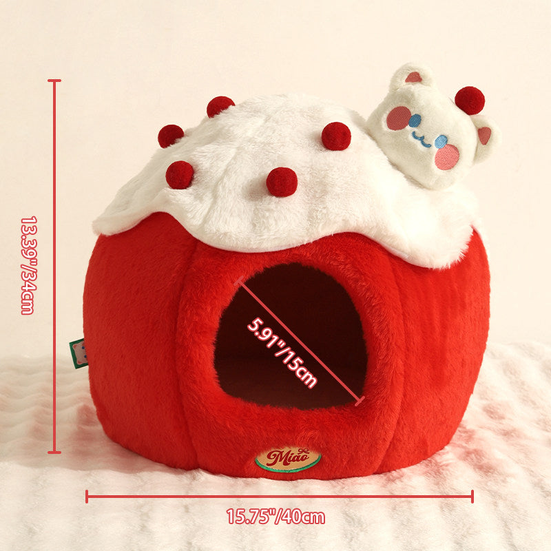 Contemporary Creative Round Velvet Fabric Sponge Semi-Enclosed Cat Bed For Bedroom Cuvalon