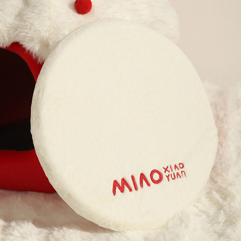 Contemporary Creative Round Velvet Fabric Sponge Semi-Enclosed Cat Bed For Bedroom Cuvalon
