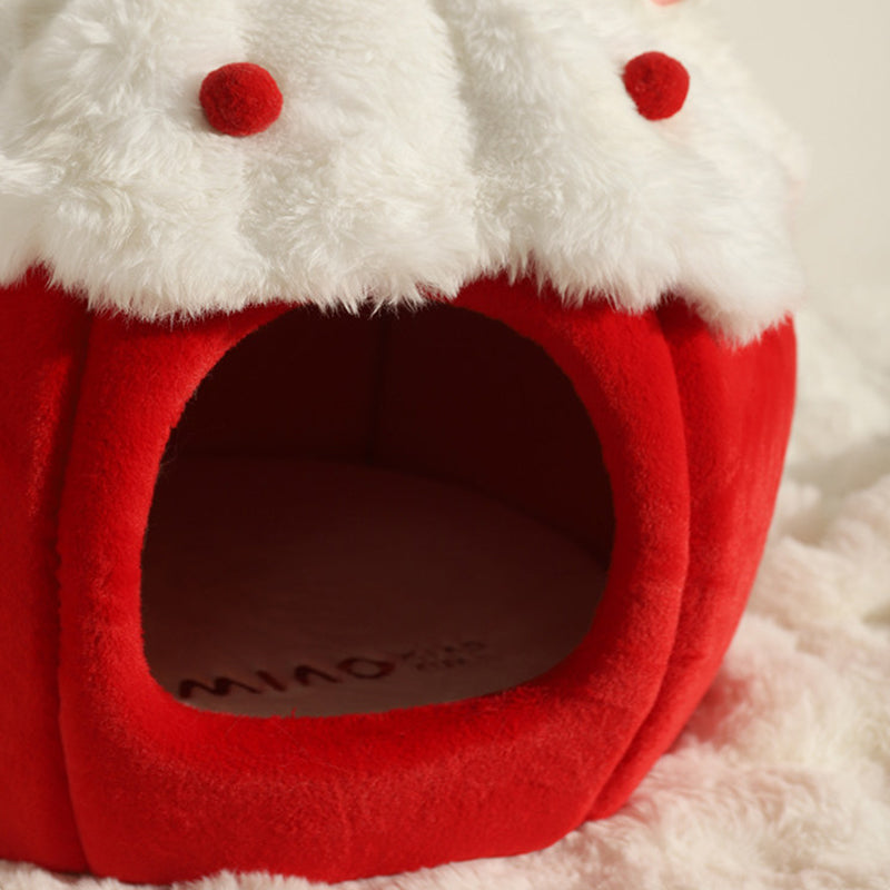 Contemporary Creative Round Velvet Fabric Sponge Semi-Enclosed Cat Bed For Bedroom Cuvalon