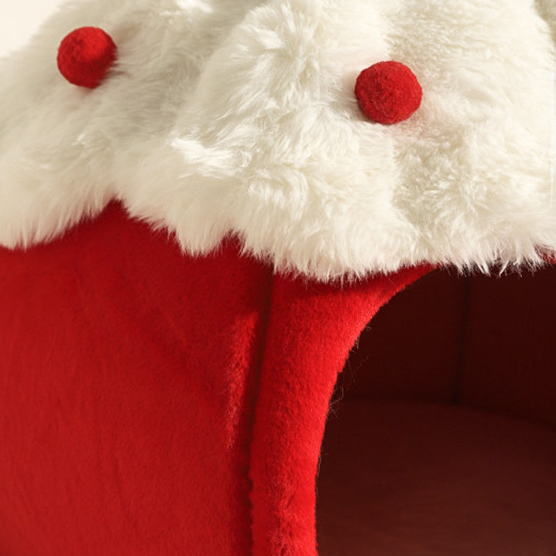 Contemporary Creative Round Velvet Fabric Sponge Semi-Enclosed Cat Bed For Bedroom Cuvalon