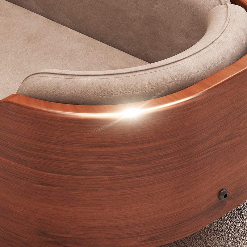 Traditional Vintage Oval Rubberwood Multi-Layer Solid Wood Panel Velvet Fabric Cat Bed For Bedroom Cuvalon