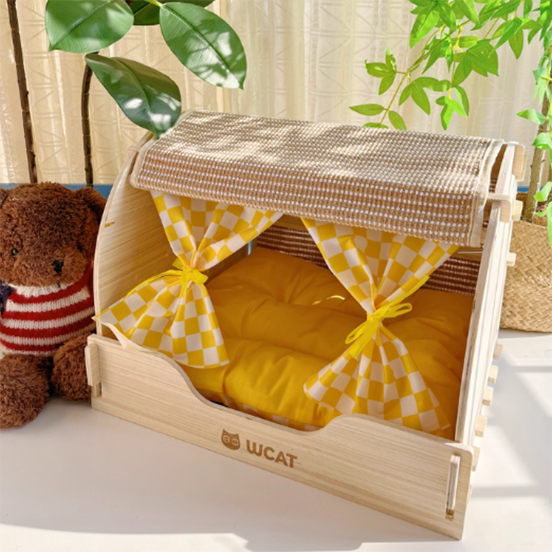 Contemporary Creative Rectangular Multi-Layer Solid Wood Panel Velvet Fabric Oxford Fabric Sisal Cat Scratcher Cat Bed For Bedroom Cuvalon