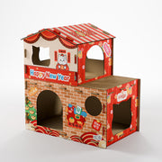Contemporary Creative Rectangular Grade A Hardness Corrugated Cat Scratcher & Cat Bed 2-Tier For Living Room Cuvalon