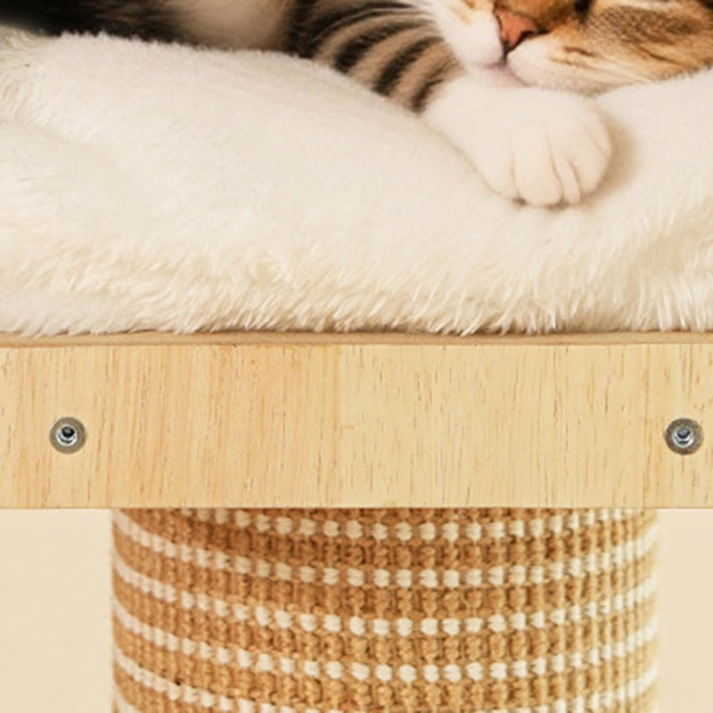 Contemporary Scandinavian Square Medium-Density Fiberboard Sisal Mat Felt Treehouse-Style Cat Tree 2-Tier For Living Room Cuvalon