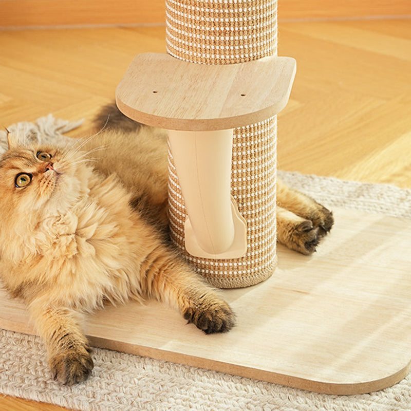 Contemporary Scandinavian Square Medium-Density Fiberboard Sisal Mat Felt Treehouse-Style Cat Tree 2-Tier For Living Room Cuvalon