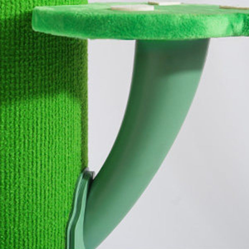 Contemporary Creative Round Medium-Density Fiberboard Velvet Fabric PVC Cactus-Shaped Cat Tree 3-Tier For Living Room Cuvalon