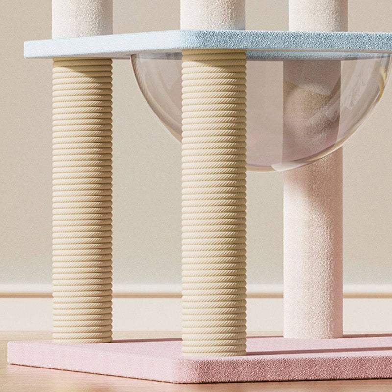 Contemporary Creative Rectangular Medium-Density Fiberboard Velvet Fabric Sisal Acrylic Multi-Functional Cat Tree For Living Room Cuvalon
