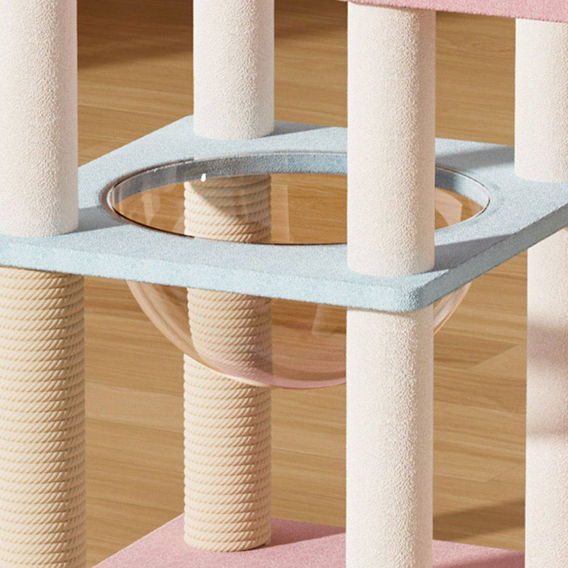 Contemporary Creative Rectangular Medium-Density Fiberboard Velvet Fabric Sisal Acrylic Multi-Functional Cat Tree For Living Room Cuvalon