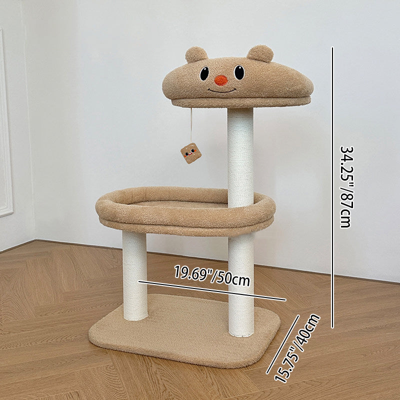 Contemporary Creative Rectangular Medium-Density Fiberboard Velvet Fabric Paper Rope Paper Tube Cat Tree For Living Room Cuvalon